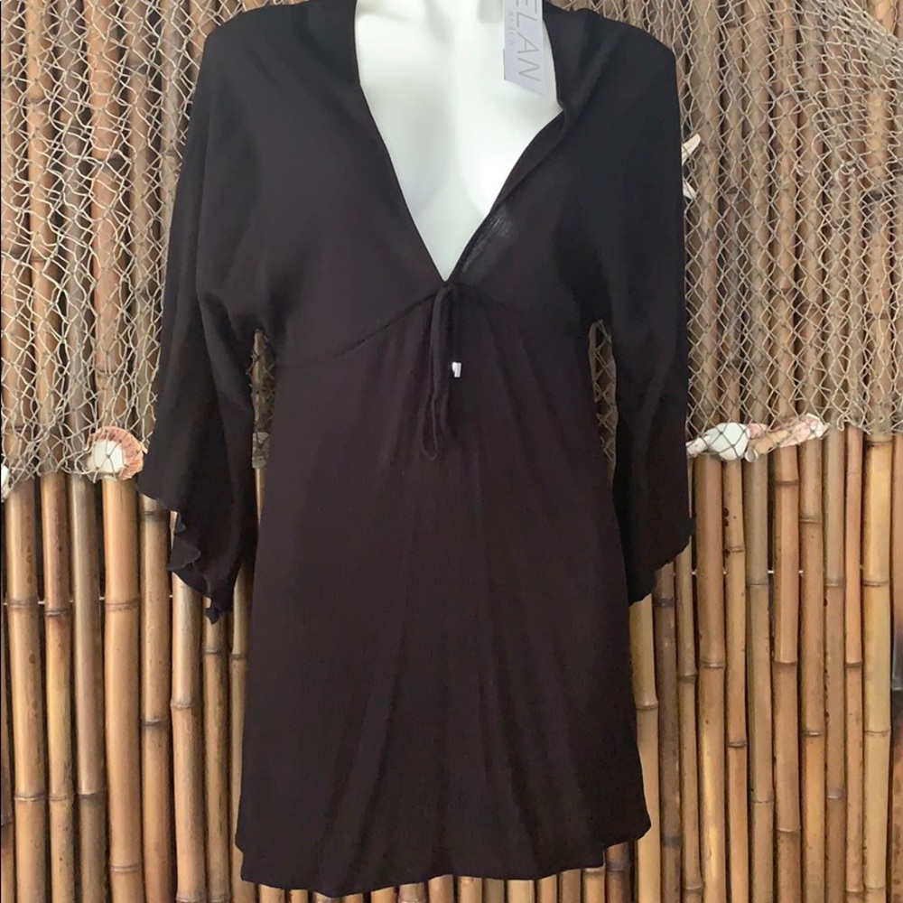 ELAN Deep V-Neck Caftan Sleeve Dress